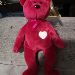 Ty Red Stuffed Bear with Heart